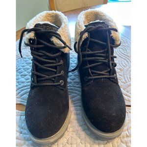 Women's Sketchers Suede Flip Down Boots USA Size 8 Style 47690 Black